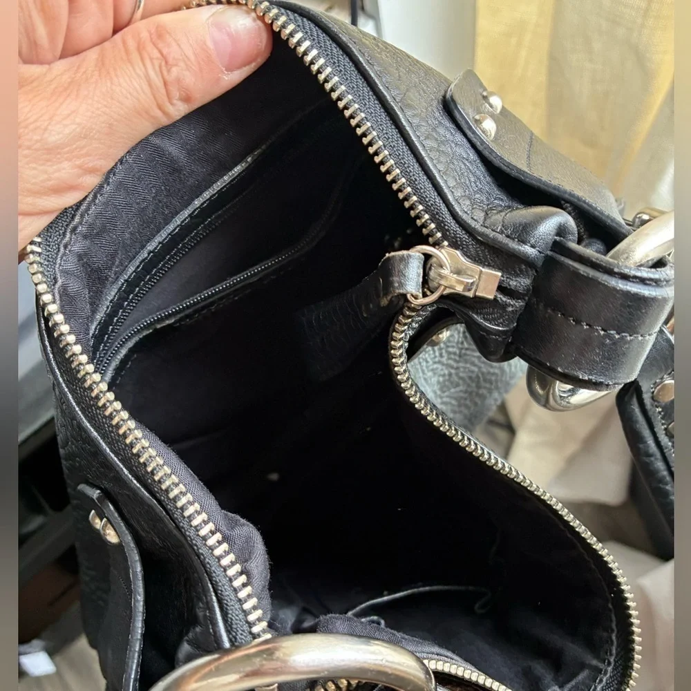 DKNY silver ring Leather black Handbag